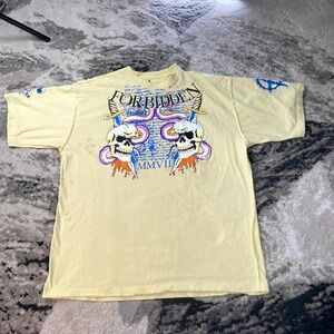 Y2K Grunge Blac Label T Shirt Sz 2XL Band AOP Forbidden MMVII Skull Snake Sword